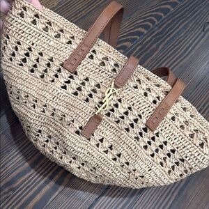 Saint Laurent Tan Woven Tote Bag